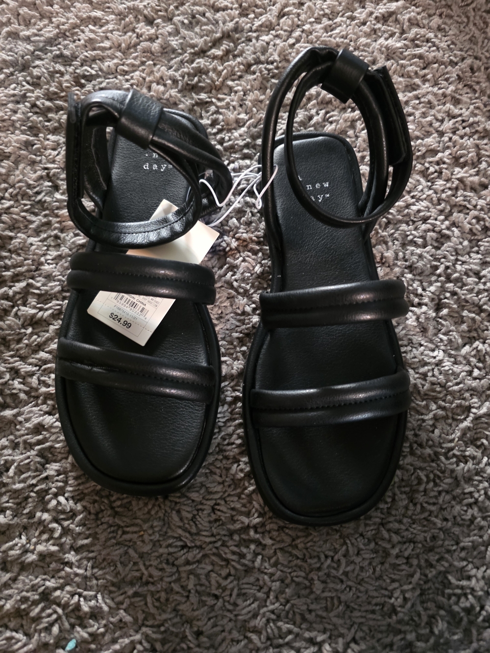 a new day Black Dual-Strap Ankle Sandals